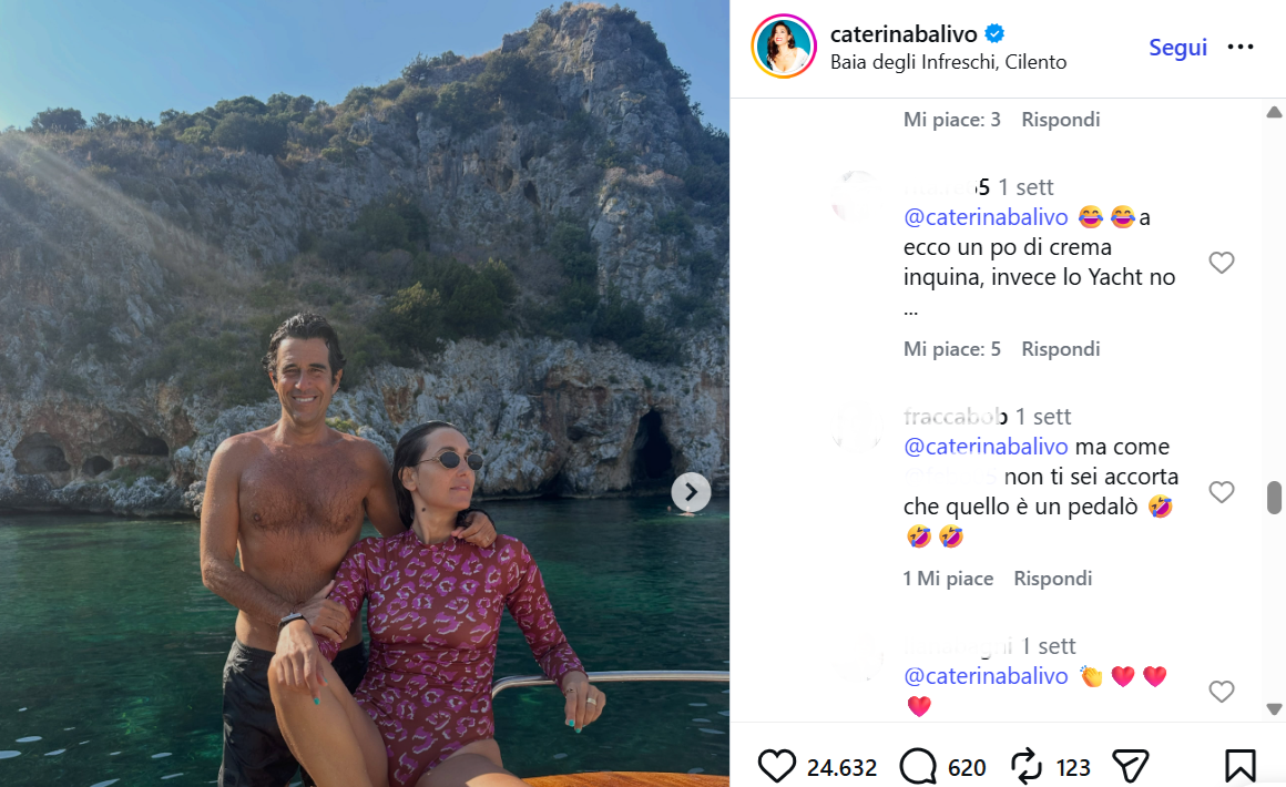 Il commento al post di Caterina Balivo