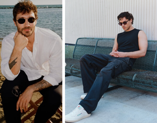 Stefano De Martino in camicia di lino, a destra Belmond Cameli (star della serie Prime Off Campus) in un completo con pantaloni over e in stile sportivo-2