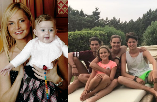 Simona Ventura a sinistra con la figlia Caterina, a destra con tutti e tre i suoi figli. Foto da Instagram-2