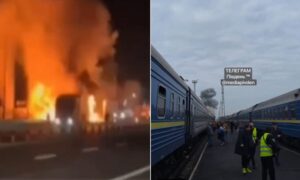 Zug und Tankstelle an der ukrainisch-polnischen Grenze getroffen – Kiew an die EU: „Die russischen Barbaren stehen vor euren Türen“