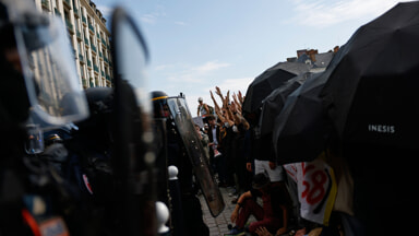 La protesta degli studenti in Francia (Foto LaPresse)
