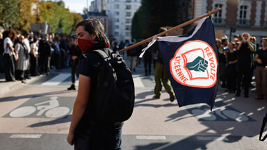 La protesta degli studenti in Francia (Foto LaPresse)