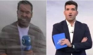 Journalist von einer Welle während der Live-Berichterstattung über das Unwetter mitgerissen – Moderator fassungslos